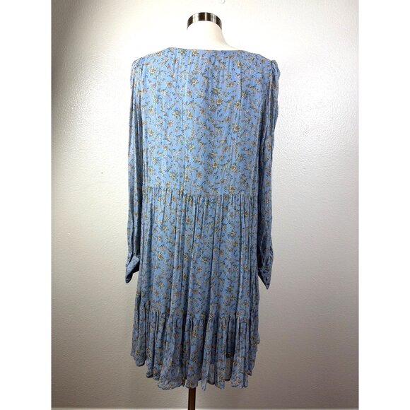 Sézane Aurena Mini Dress Vintage Blue Praire FR 46/US 14 Romantic Boho - Picture 12 of 16